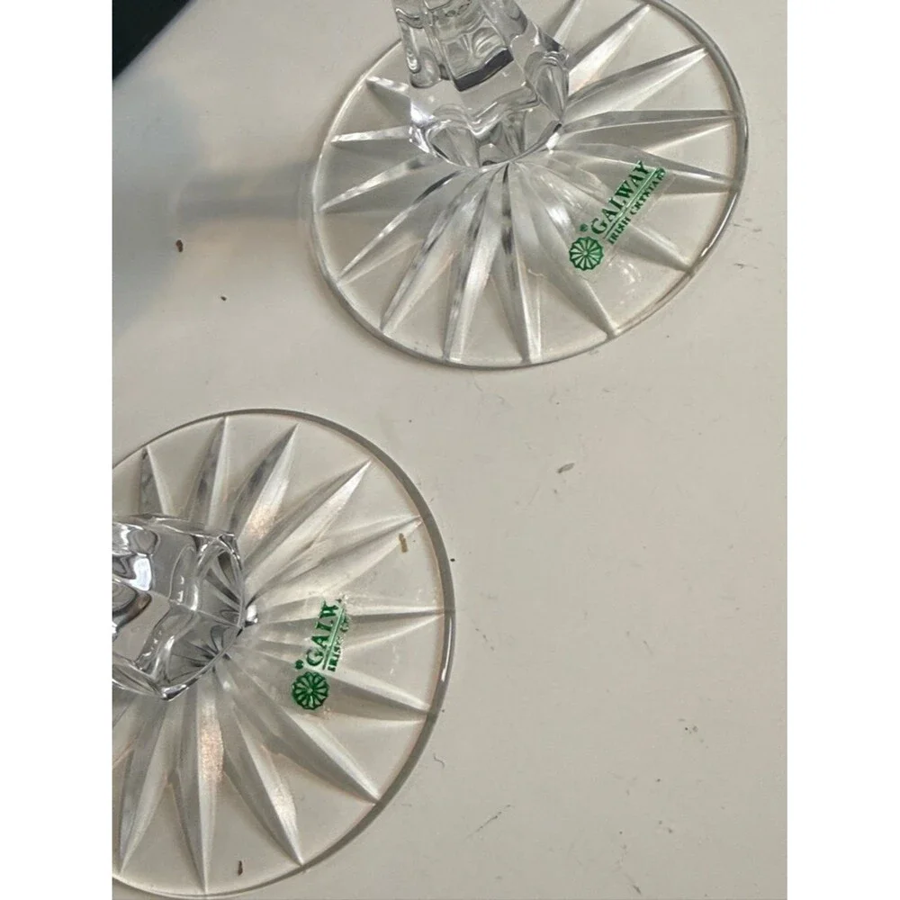 Galway Irish Cut Crystal Claddagh Wine Glasses Set of 2 IOB
